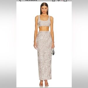 Michael Costello X Revolve Marlene skirt and top in frost
